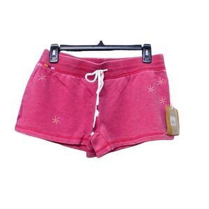 P.J. Salvage Peace, Love and Naps Embroidered Pajama/ Lounge Shorts, Red, Small